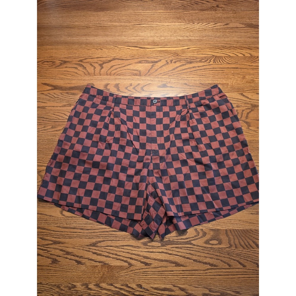 Maeve Anthropologie Plus Checked Pleated Shorts Size 20W Brick Red/Black NWT